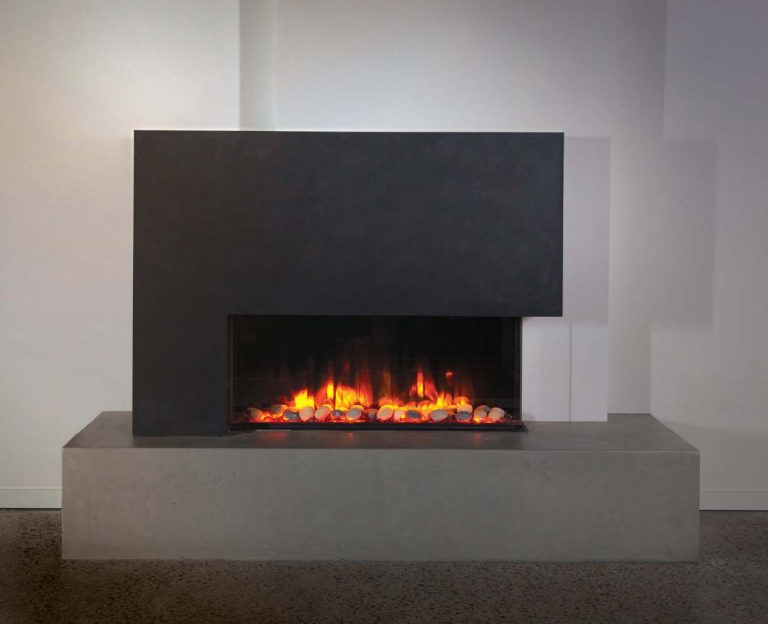 This compact and versatile electric fireplace can be styled with flat black or stainless-steel trims.